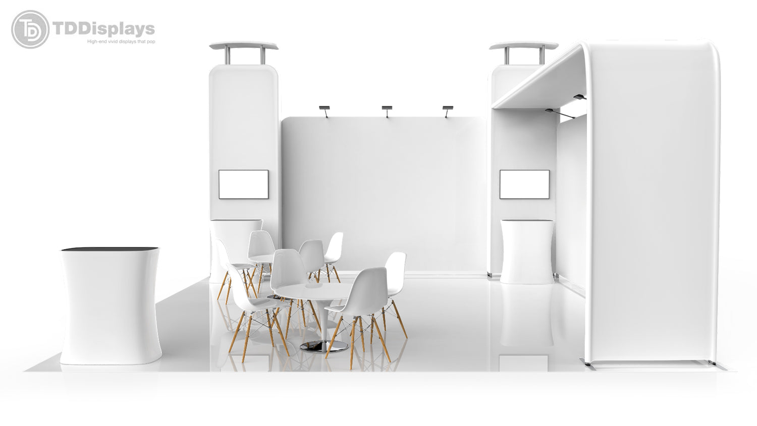 20x20 booth layout 3D model Pro-Package C front view