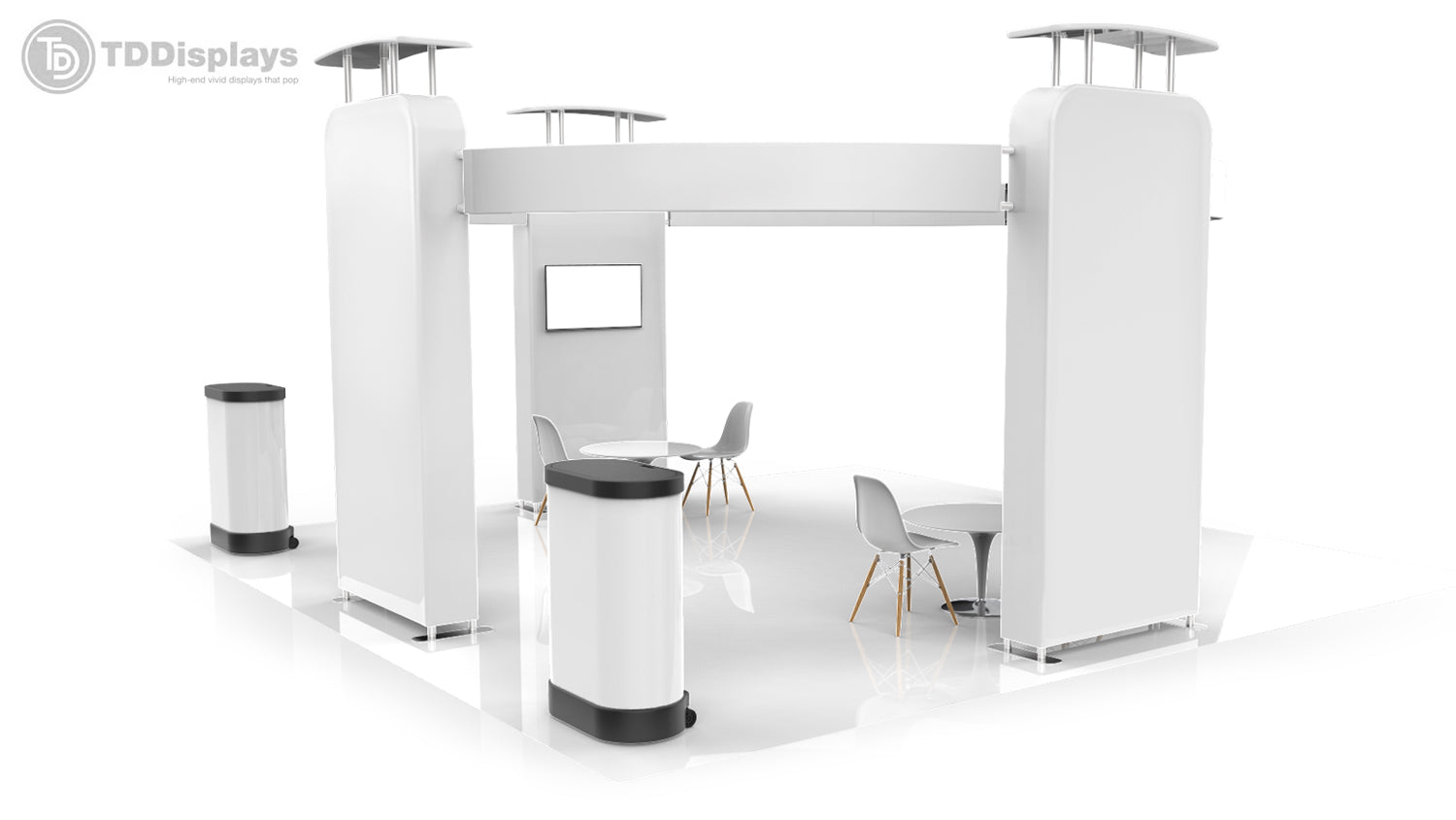 Best enclosed 20x20 booth design 3D view 1