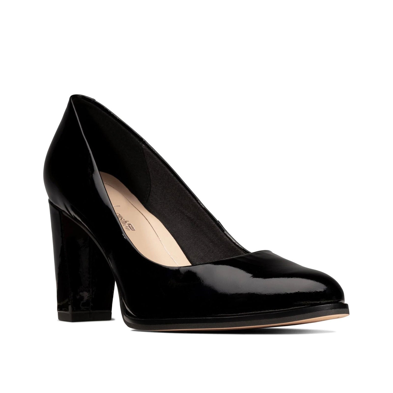 clarks black patent heels