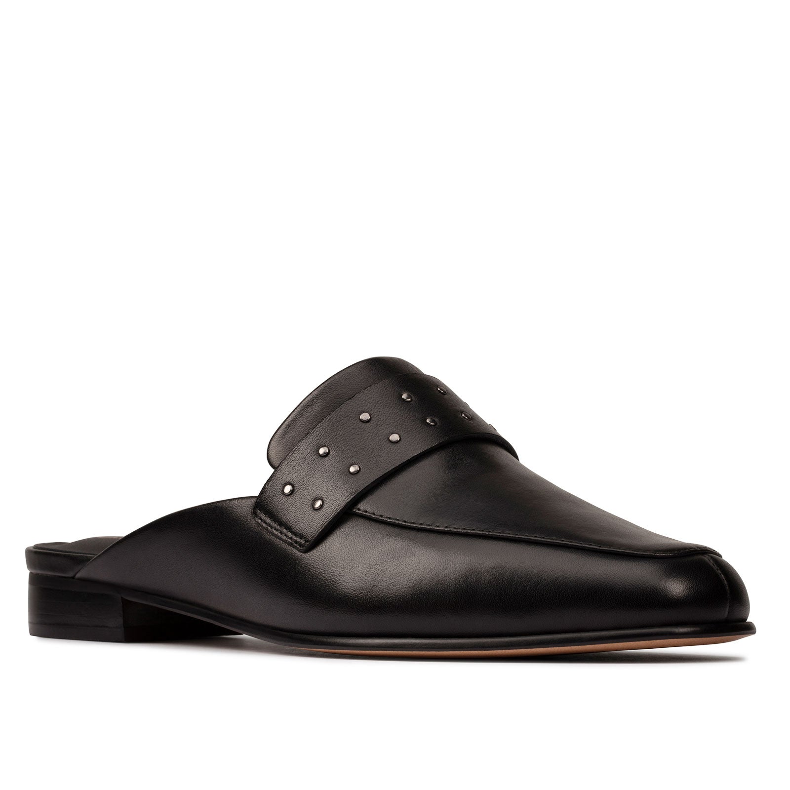 clarks black leather mules