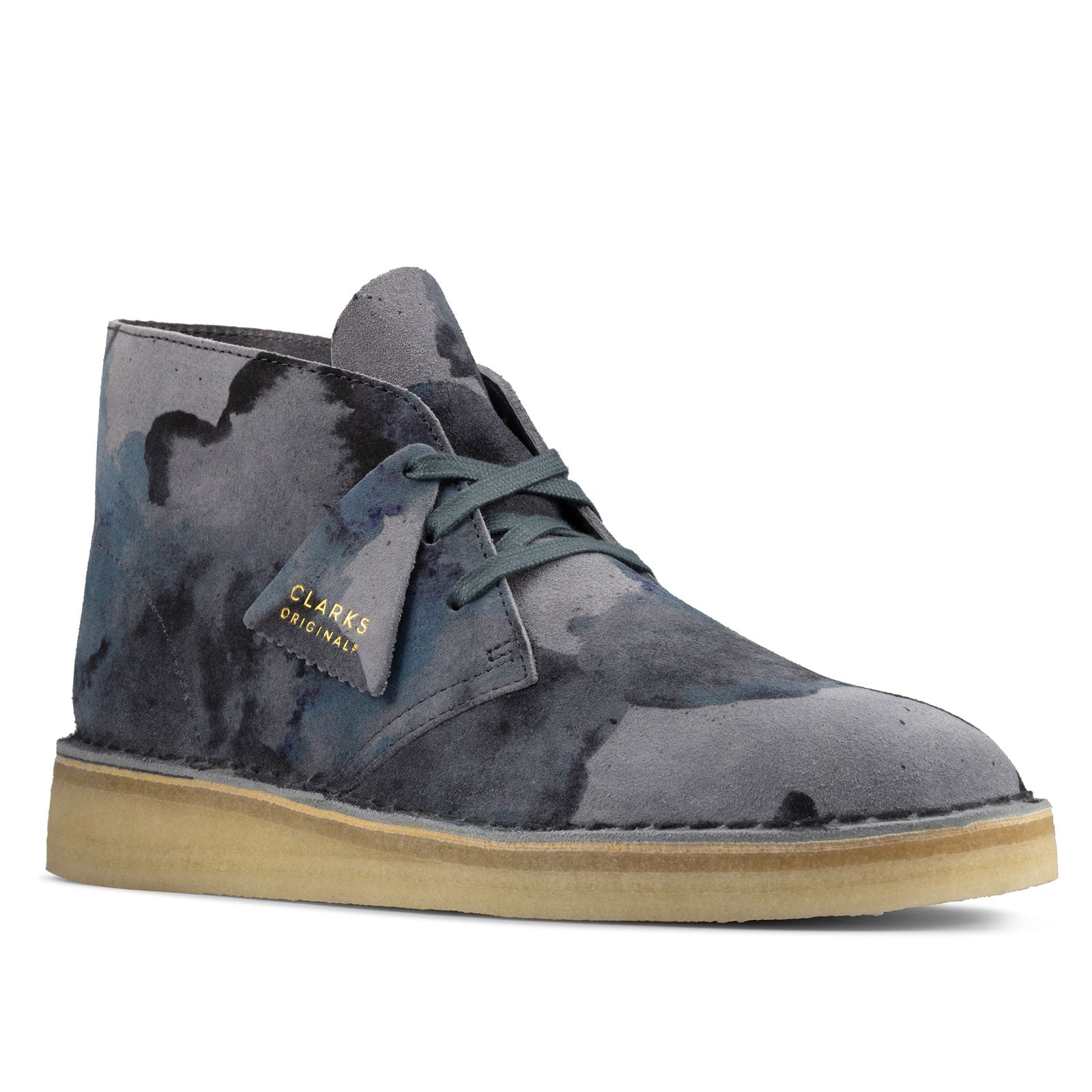 clarks desert boots blue camo