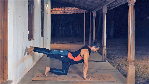 Vyaghrasana Tiger Pose Indian Man Yoga