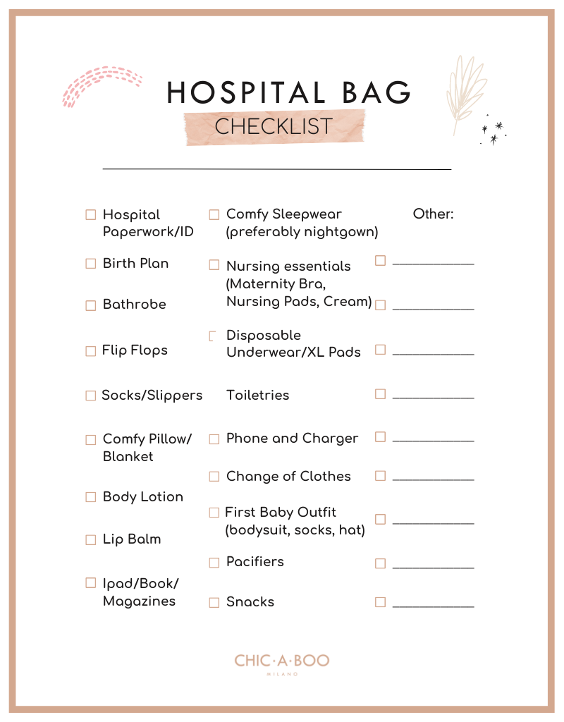 Hospital Bag Checklist | Chic-A-Boo