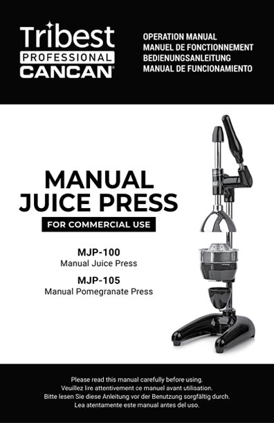 Tribest Professional Cancan Manual Juice Press MJP-100 / MJP-105 Manual