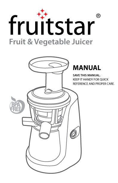 Elite Gourmet EJX017 Cold Press Slow Juicer Instruction Manual
