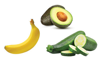 Banana, avocado, zucchini