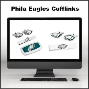 Philadelphia Eagles Cufflinks and Cushion Money Clip Set