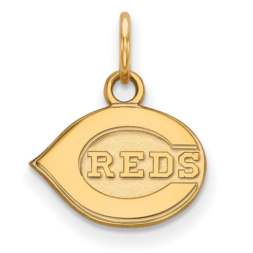 Sterling Silver Gold-plated MLB LogoArt Cincinnati Reds Extra Small Pendant