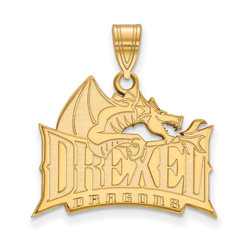 SS w/GP Drexel University Large Dragon Pendant