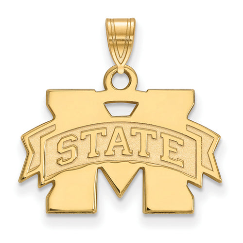 SS w/GP Miss St U Small Logo Pendant