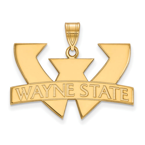 SS w/GP Wayne State University Large "WAYNE STATE" Logo Pendant