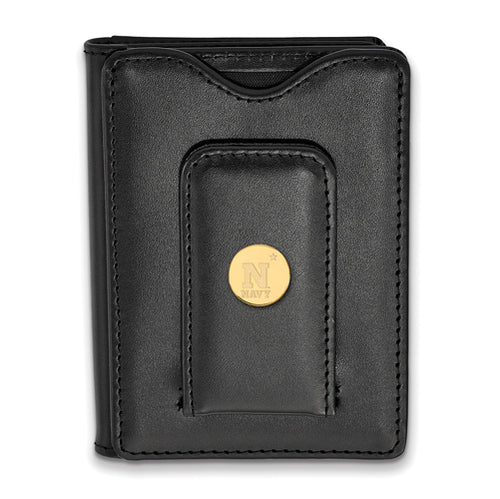 SS w/GP Navy Black Leather Wallet