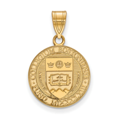 SS w/GP Boston College Medium Crest Pendant
