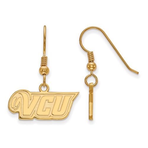 SS w/GP Virginia Commonwealth U XS VCU Logo Dangle Wire Earrings