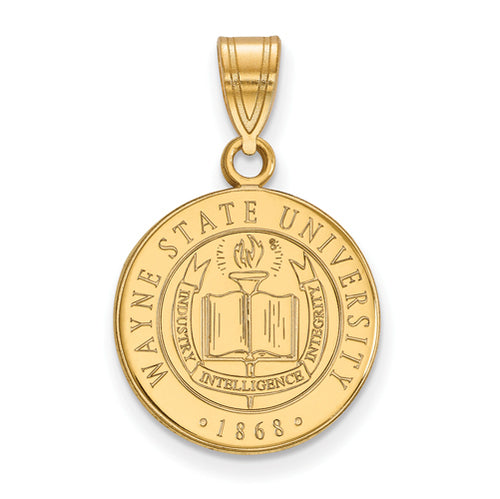 SS w/GP Wayne State University Medium Crest Pendant