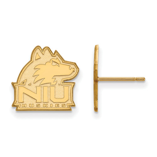 SS w/GP Northern Illinois U Small Husky Post Earrings