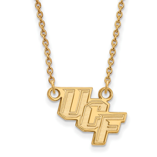 SS w/GP U of Central Fl Small slanted UCF Pendant w/Necklace