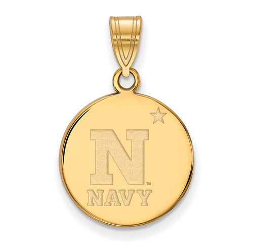 SS w/GP Navy Medium Disc Pendant