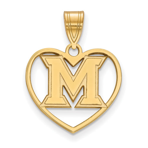 SS w/GP Miami University Logo Pendant in Heart