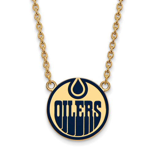 SS w/GP NHL Edmonton Oilers Lg Enl Pendant w/Necklace