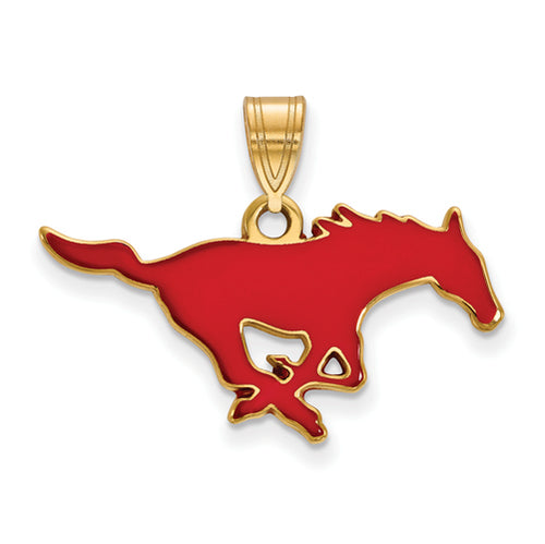 SS w/GP Southern Methodist U Medium Enamel Pendant