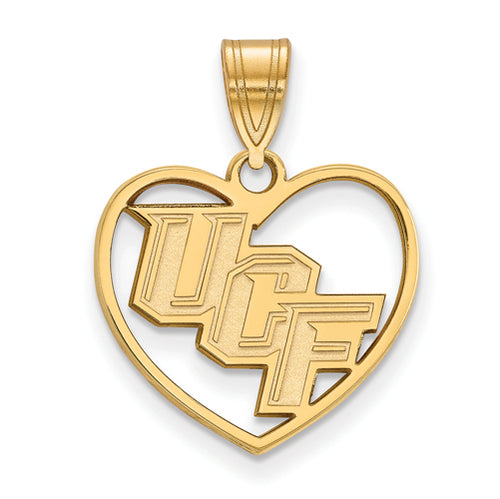 SS w/GP University of Central Florida Pendant in Heart