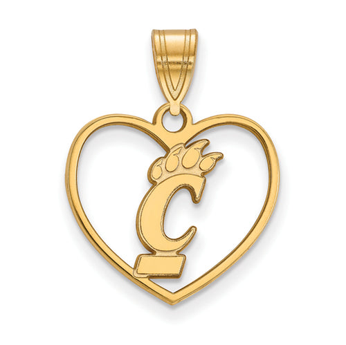 SS w/GP University of Cincinnati Pendant in Heart