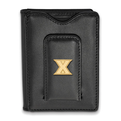 SS w/GP Xavier University Black Leather Wallet