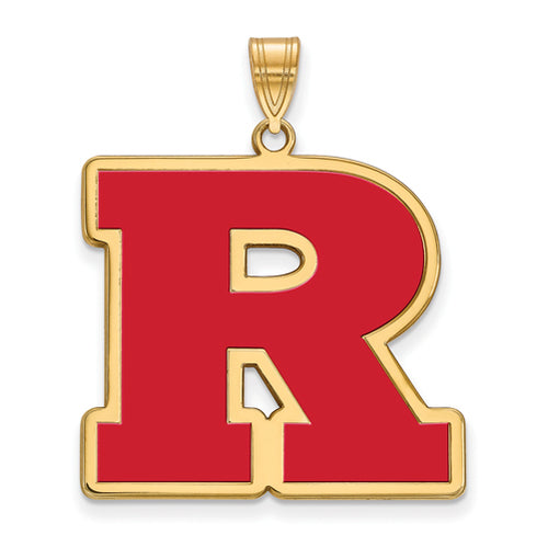 SS w/GP Rutgers XL Enamel Pendant