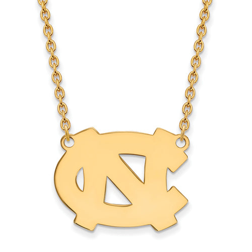 SS w/GP U of North Carolina Large NC Logo Pendant w/Necklace