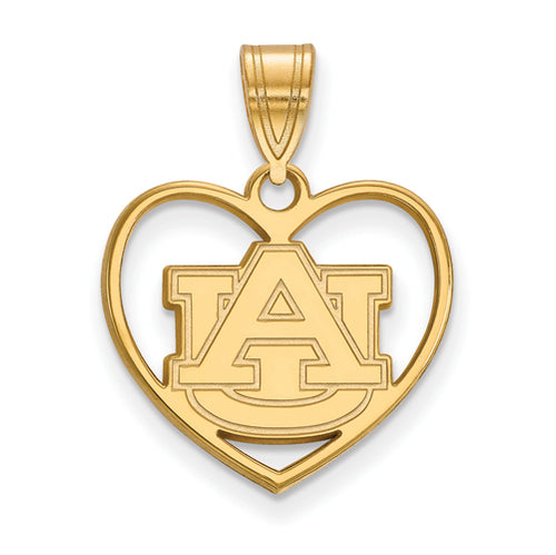 SS w/GP Auburn University Pendant in Heart