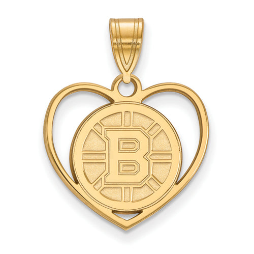 SS w/GP NHL Boston Bruins Pendant in Heart