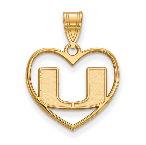 SS w/GP University of Miami Pendant in Heart