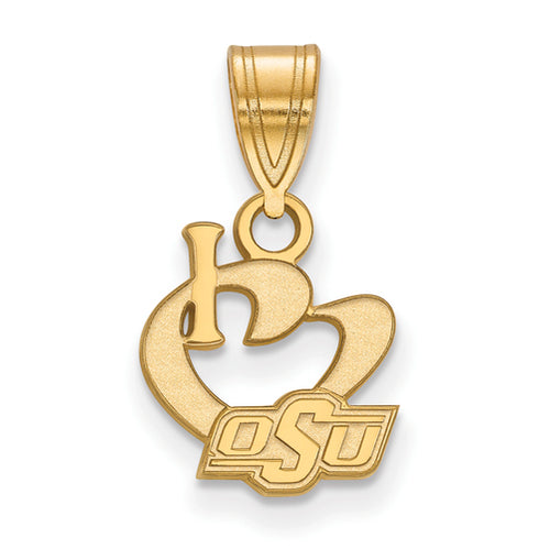 SS w/GP Oklahoma State U Small I Love Logo Pendant