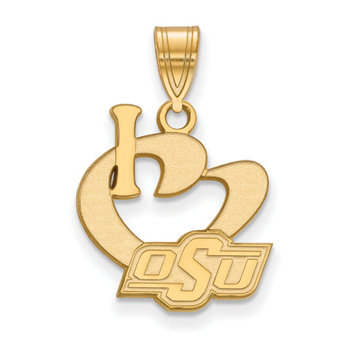 SS w/GP Oklahoma State U Large I Love Logo Pendant