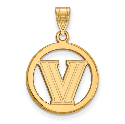 SS w/GP Villanova University Sm Pendant in Circle