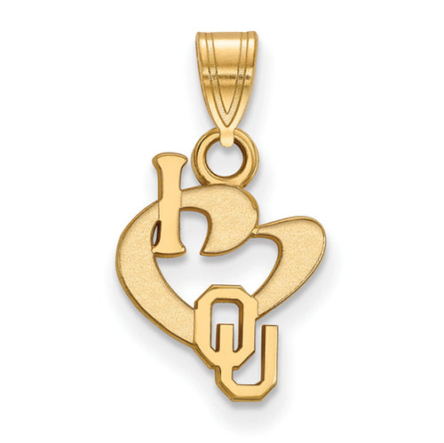 SS w/GP University of Oklahoma Small I Love Logo Pendant