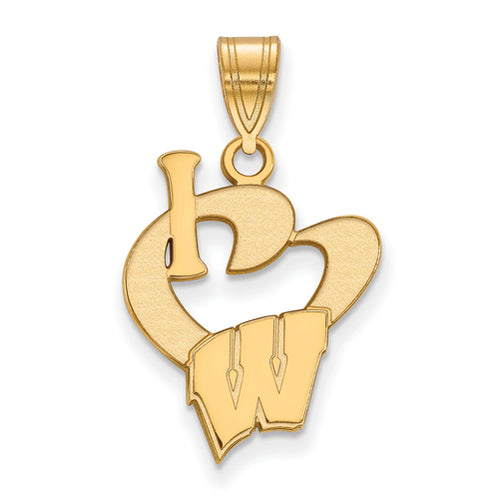 SS w/GP University of Wisconsin Large I Love Logo Pendant