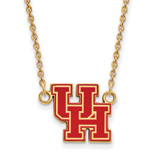 SS w/GP U of Houston Small Enamel Logo Pendant w/necklace