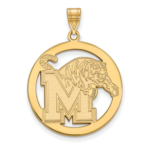 SS w/GP University of Memphis XL Pendant in Circle