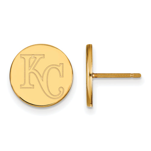 Sterling Silver Gold-plated MLB LogoArt Kansas City Royals Small Disc Post Earrings