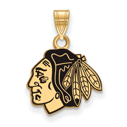 SS w/GP NHL Chicago Blackhawks Small Enamel Logo Pendant