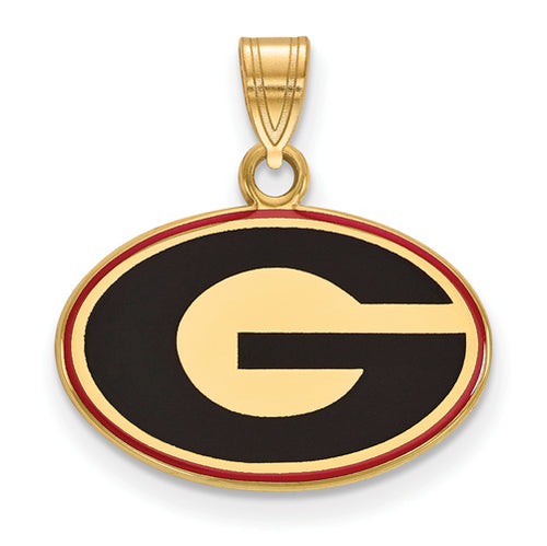 SS w/GP University of Georgia Small Enamel Pendant