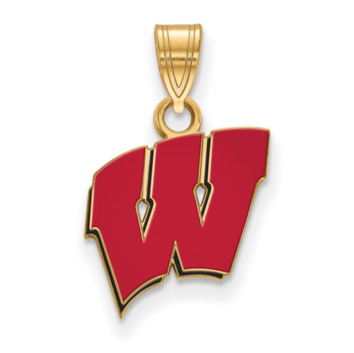 SS w/GP University of Wisconsin Small Enamel Pendant