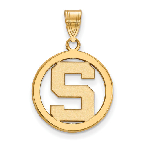 SS w/GP Michigan State University Sm Pendant in Circle