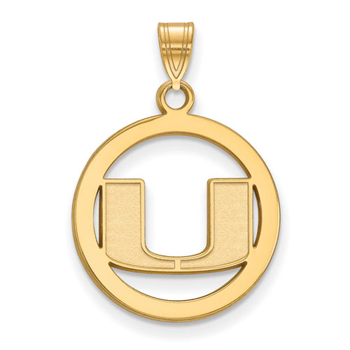 SS w/GP University of Miami Medium Pendant in Circle