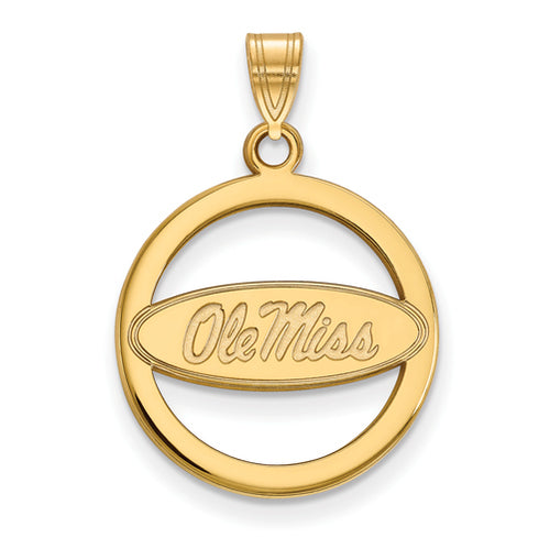 SS w/GP U of Miss Medium Oval Ole Miss Pendant in Circle