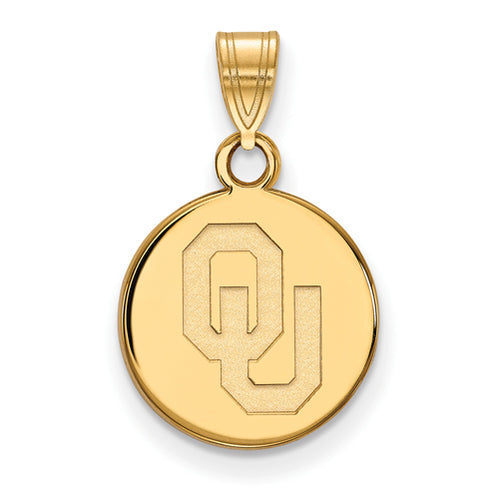 SS w/GP University of Oklahoma Small Disc Pendant