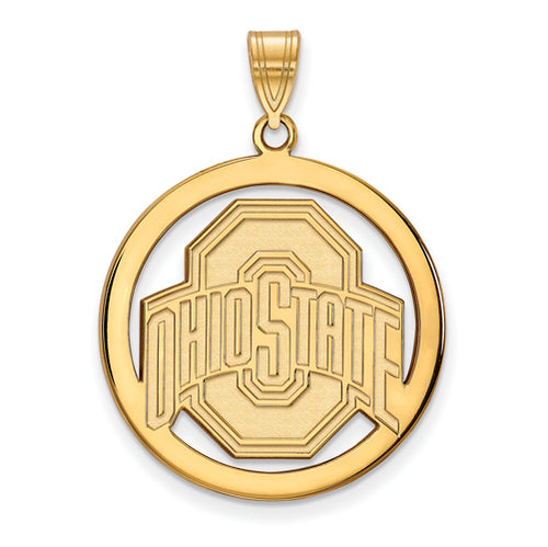 SS w/GP Ohio State U XL Buckeyes Logo Pendant in Circle