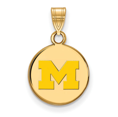 SS w/GP University of Michigan Small Enamel Disc Pendant